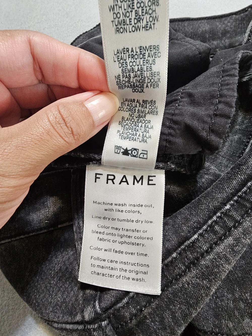 FRAME Le Skinny de Jeanne Python Print Jeans Gray Raw Hem Women's Size 27 EUC - Picture 6 of 11